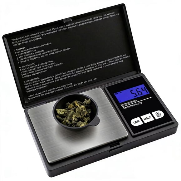 Báscula digital de bolsillo de 500 g x 0,01 g de alta precisión con bandeja. Pesa alimentos pequeños, joyas, onzas y granos. Pantalla LCD y función de tara.