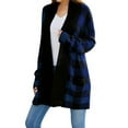 thumbnail image 3 of ZXSXSY Women Plaid Printed Open Front Pockets Long Sleeve Winter Sweater Cardigan, 3 of 8