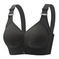 thumbnail image 2 of Dorinao Women's Front Buckle Wireless Vest Bra – Seamless Comfort for Sports & Daily Wear, Black, 44G, 2 of 9