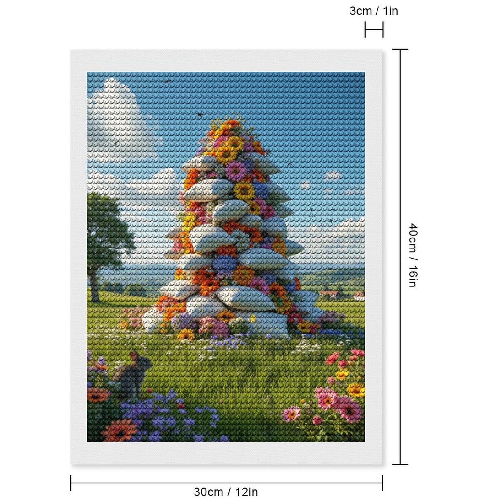 Diamond Art Kits for Adults, Floral Pillows Meadow Landscape Rabbits 5D Diamond Painting Kits for Adults Beginners, DIY Full Drill Diamond Painting, Gem Art and Crafts 12x16