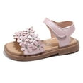 thumbnail image 6 of Wuxian Toddler Shoes Open Toe Princess Flat Sandals Comfortable Adjustable Hook And Loop Strap Casual Summer Outdoor Play Shoes Soft Sole Slides,Pink,4-4.5 Years, 6 of 6