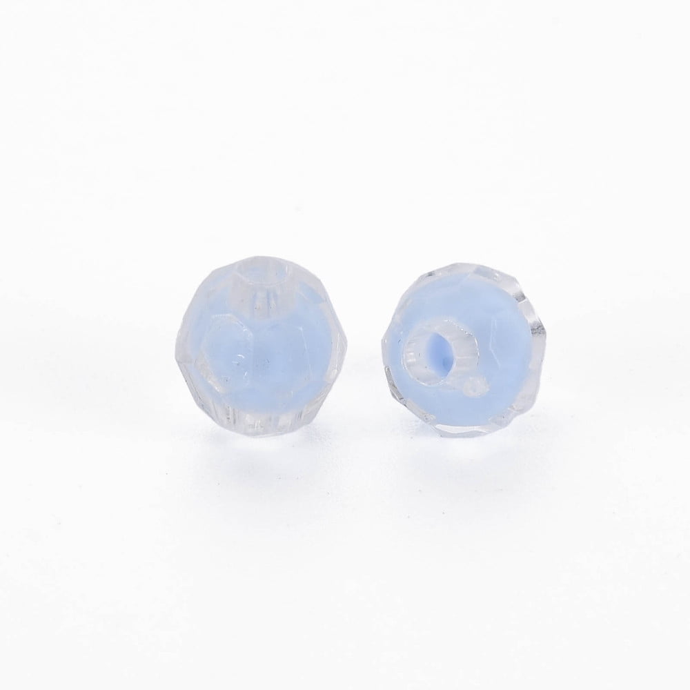 Transparent Acrylic Beads Bead in Bead Faceted Round Cornflower Blue 8x7.5mm Hole: 2mm 2000pcs/500g