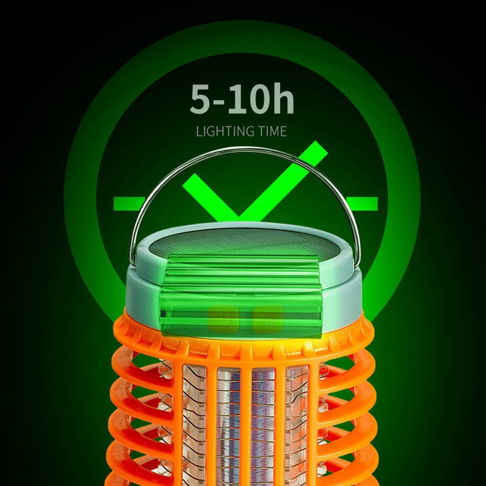 SUTENG Bug Zapper, Bug Zapper Outdoor Lamp Electric shock Mosquito Zapper, Bug Zapper Outdoor Solar and USB Charging Orange