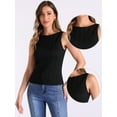 thumbnail image 2 of DARING DIVA Women's Knit Sleeveless Boat Neck Fitted Textured Tank Top S Black, 2 of 6