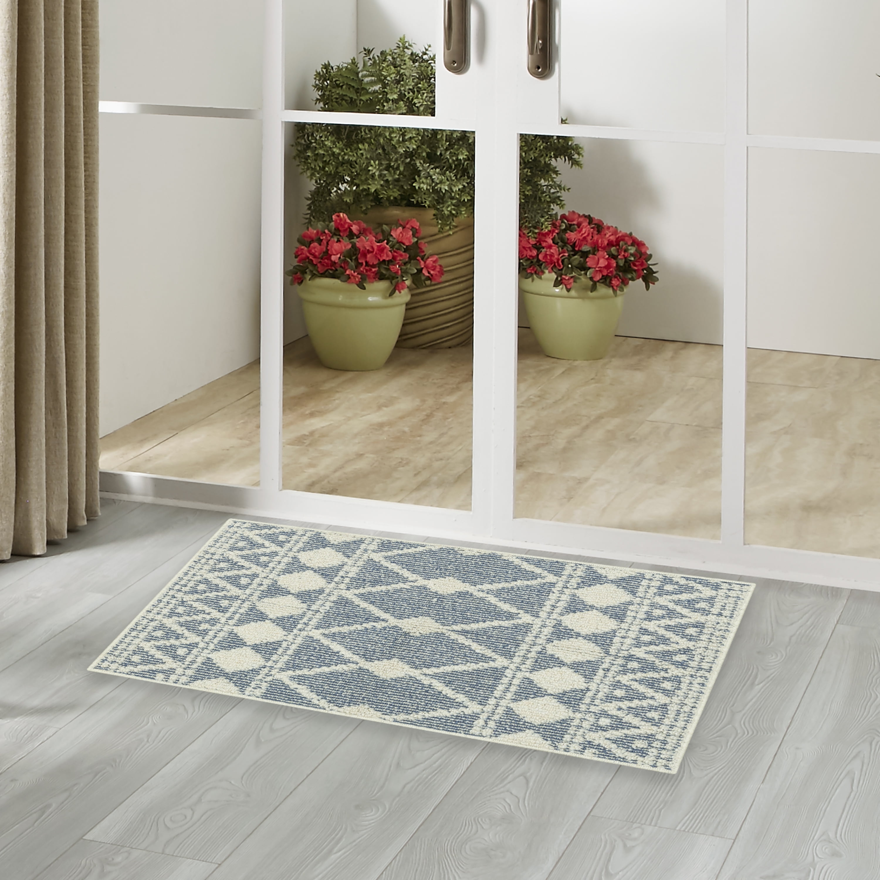(2 pack) Mainstays Traditional Blue Diamond Indoor Accent Rug, 1 ft 8 in x 2 ft 10 in