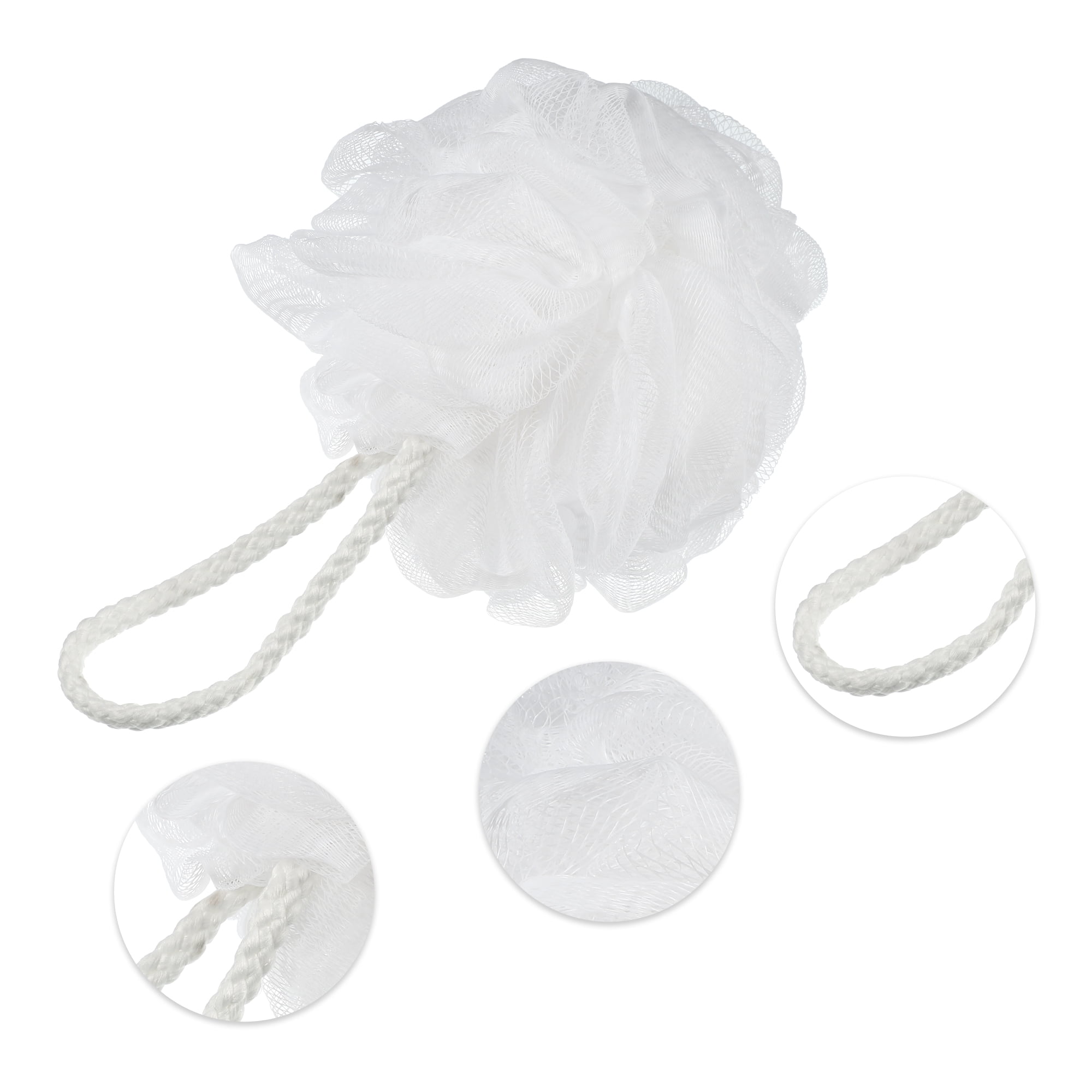 Unique Bargains Bath Shower Loofah Sponge Body Puffs 4.33"x5.12" White 1 Pc