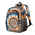 thumbnail image 2 of Orange and Blue Tie Dye Pattern Backpack for School, Cute School Bag with Adjustable Shoulder Straps and Padded Back, 15"x11.42"x5.5", 2 of 5
