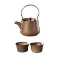 thumbnail image 3 of Tetera de cerámica tradicional con tapa, calentador de leche con filtro de té con 2 tazas de Infusor de té para restaurante, Hotel, Picnic doméstico marrón Macarena Tetera, 3 of 8