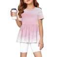 thumbnail image 2 of IYYVV 2-Piece Girls' Outfit Breathable Ruffle Top and Biker Short Summer Printed Matching Set Loose Lightweight Lounge Sets Multicolor 100, 2 of 7