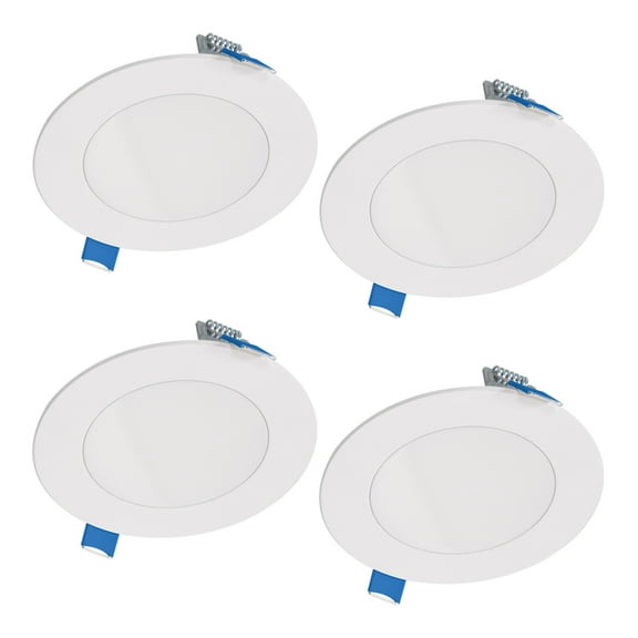 Halo HLB Matte White 4-inch LED Canless Recessed Downlight, Dimmable, 4-pack