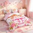 thumbnail image 2 of meiyoeat Ckawaii Highland Cattle 7-Piece Twin Bedding,Pink Bow Floral Blossom Bedding Comforter Set For Girls,Pink Reversible, 2 of 7