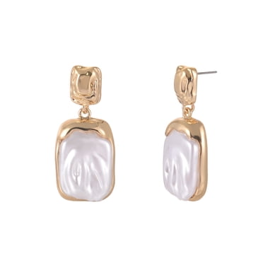 Time and Tru Goldtone Acrylic Inset Square Drop Earring
