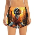 thumbnail image 4 of Lsque Cartoon Puppy Sunset Printed Women's Running Shorts with Liner Pockets,Elastic Quick Dry Workout Athletic Gym Yoga Shorts,Womens High Waist Shorts-Medium, 4 of 9