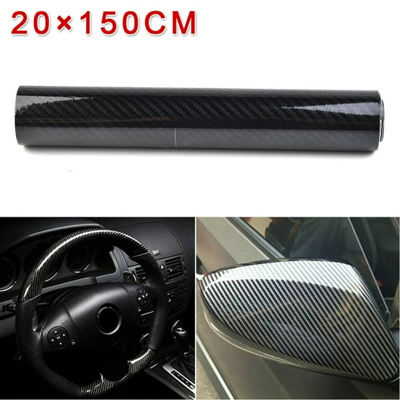 Car Sticker 7D Car Glossy Carbon Fiber Stickers Decal Vinyl Film Interior Wrap Accessories 20x150CM Black Exterior Accessories