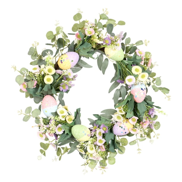 Guirnalda de margaritas de huevos de Pascua, corona de Pascua, huevos de Pascua, plantas de simulación, colgador de puerta, corona de Pascua, tecnología avanzada