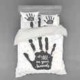 thumbnail image 2 of Inspirational Duvet Cover Set, It is All in Your Hands Inscription on Grungy Print Pastel, Bedding Set with Shams and Fitted Sheet, 3 Sizes, by Ambesonne, 2 of 3