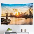 thumbnail image 1 of New York Tapestry, Manhattan Bridge Seen from Narrow Alley Island Borough Globally Influential Town NYC, Fabric Wall Hanging Decor for Bedroom Living Room Dorm, 2 Sizes, Blue Red, by Ambesonne, 1 of 1