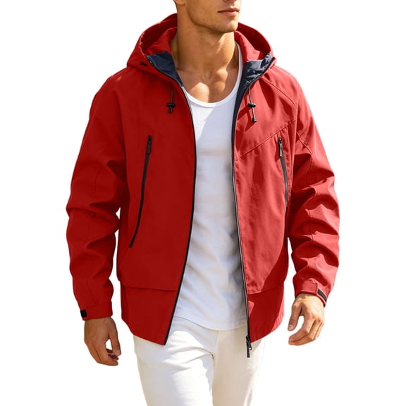 ShomPort Mens Rain Jackets Hooded Lightweight Windbreaker Zip up Softshell Outdoor Jacket Hiking Travel