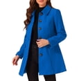 thumbnail image 4 of Abrigo azul de longitud media con cuello Peter Pan y un solo botón para mujer Inspire Chic, talla XS, 4 of 6