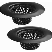 2 Pack - 2.25" Top / 1" Basket- Black Sink Strainer Bathroom Sink, Utility, Slop, Laundry, and Lavatory Sink Drain Strainer Hair Catcher. Stainless Steel with Black Electroplated Coating