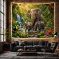 thumbnail image 6 of Elephant Family in Rainforest River Serene Illustration for Animal Lovers Nature Wall Art Birthday Gift Tapestry Wall Hanging for Bedroom and Living Room, 6 of 7