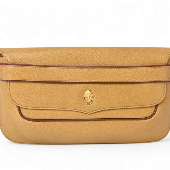 Pre-Owned Cartier clutch bag, pouch, Must Line, leather, camel (Good)