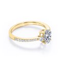 thumbnail image 3 of Past Present Future 1.25 Carat Oval Shape Moissanite Pave Prong Set Engagement Ring In 18K Yellow Gold Plating Over Silver, 3 of 4
