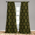 thumbnail image 4 of Ambesonne Retro Curtains, Wild Cat Abstract Ornament, Pair of 28"x63", Olive Green and Orange, 4 of 4