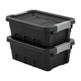 thumbnail image 4 of Sterilite 4 Gal Industrial Storage Totes w/ Latch Clip Lids, Black (6 Pack), 4 of 9