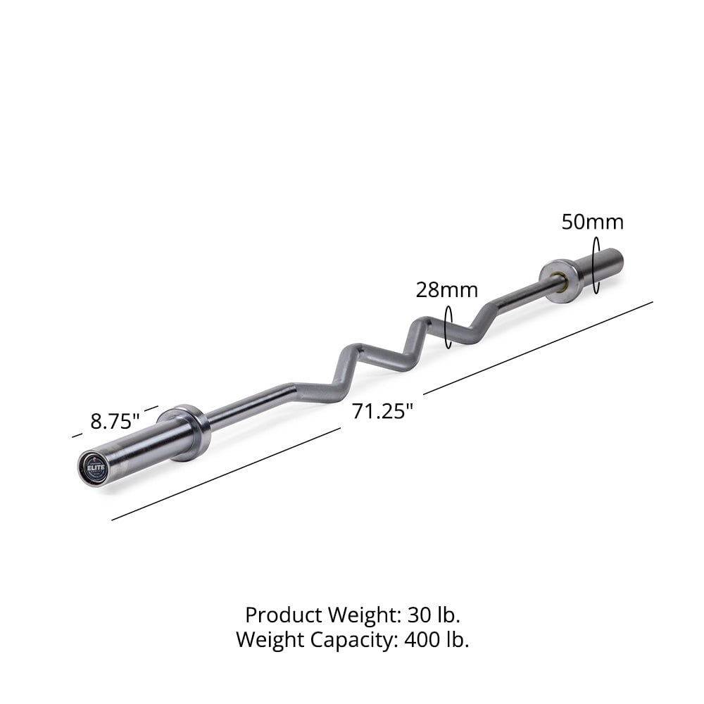 Titan Fitness Elite Series Rackable EZ Curl Bar, Rated 400 LB, Olympic EZ Curl Bar