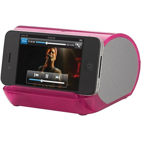 Ipod Mp3 Speaker System - iHome iHM9PT Portable MP3 Player Speaker System (Pink Translucent)