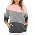 thumbnail image 3 of STICHOU Pullover Sweatshirts for Women Color Block Casual Long Sleeve Comfort Shirts Winter Fashion Crewneck Pullovers with Pockets Pink L, 3 of 5