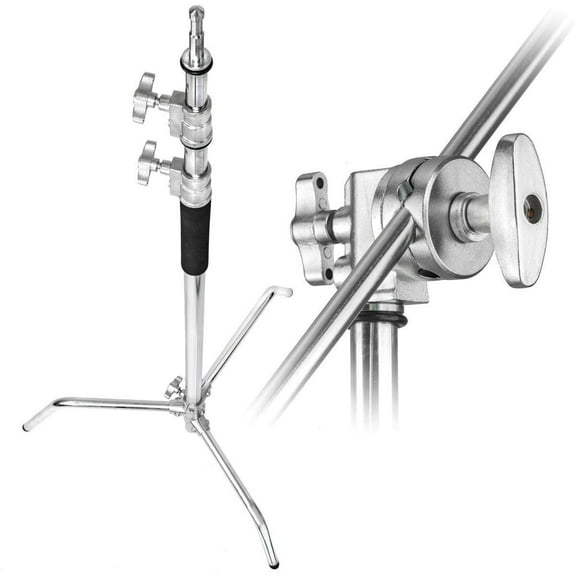 Flashpoint 10' C (Century) Light Stand on Turtle Base Kit w/40" Grip Arm & 2 Gobo Heads and Baby Pin - Chrome (Kit Of 3)