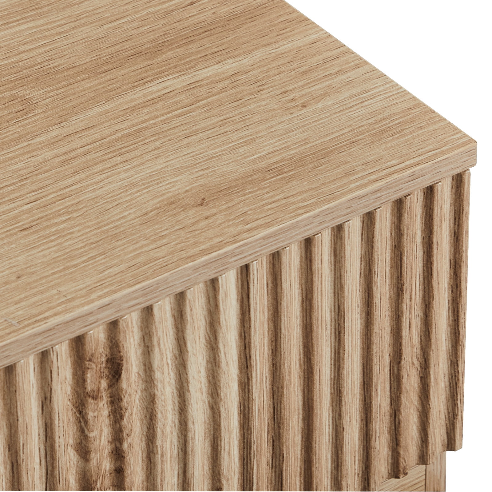 Handleless Grille-Finished 3-Drawer Bedside Table, P2 Particleboard + MDF & Melamine Veneer + Thermoformed Drawer Cabinet 23.62*12.99*22.05in Oak