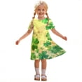 thumbnail image 6 of St Patrick Dress For Girls Puff Sleeve Crew Neck Festival Print Dresses Casual Loose Stylish Holiday Outfits (7-8 Years, Yellow), 6 of 9