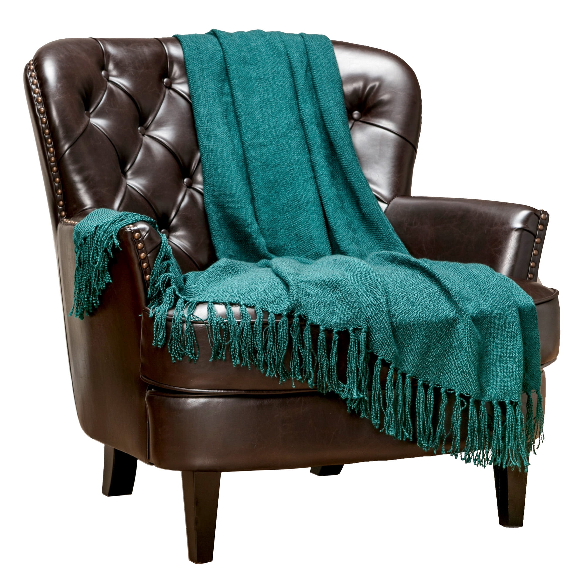 Chanasya Silky Textured Solid Decorative Throw Blanket with Tassels