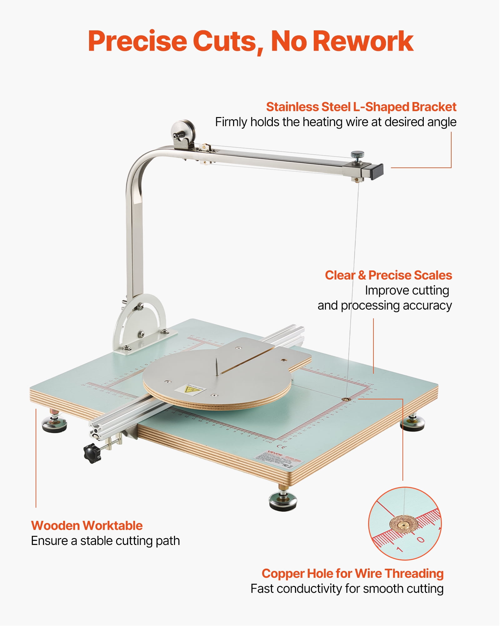 VEVOR Hot Wire Foam Cutter, 58W Electric Styrofoam Cutter with Variable Temperature Control, Portable Tabletop Cutting Tool with 10.24" Max. Cutting Thickness for Foam, KT Board, Low-Density Sponge