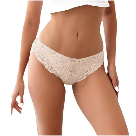 Bigersell Women s Cotton Underwear Clearance Cotton Underwear Bikini Panty Style P-1450 Spandex Thong Panties Thongs Briefs High Waist Women s Bikini Panties Beige L
