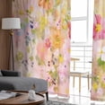 thumbnail image 4 of Spring Floral Semi Sheer Curtains 72 Inch Length 2 Panels Set, Watercolor Elegant Summer Flowers Botanical Sheer Kitchen Curtain Privacy Voile Window Curtain for Living Room Bedroom Rod Pocket Drapes, 4 of 7
