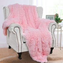 YJ.GWL Soft Shaggy Throw Blanket Fluffy Plush Bed Throws Fuzzy Sherpa Fleece Blankets for Couch, Sofa,Chair,60"x80",Pink