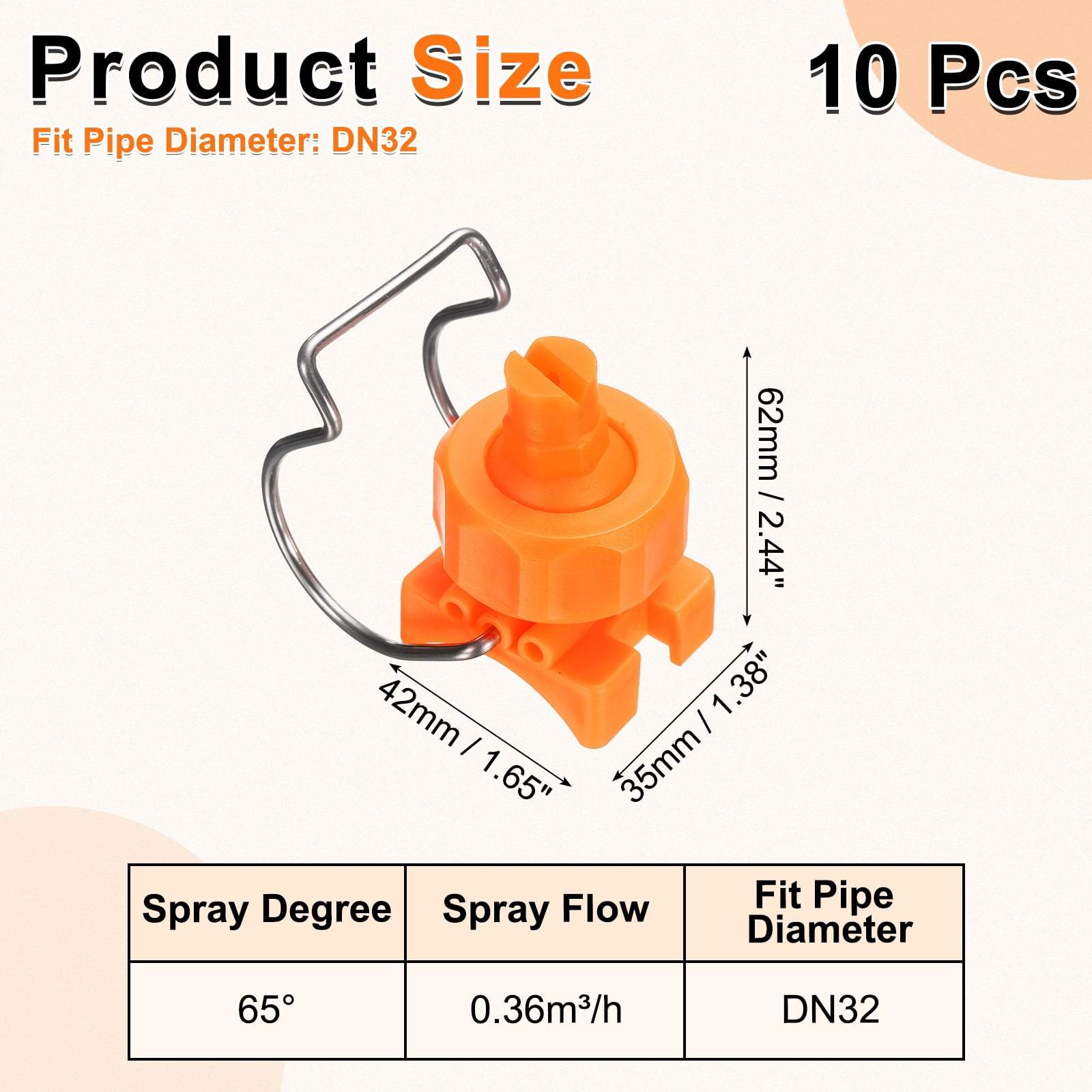 Uxcell 10 Pack Flat Fan Spray Tip, 65 Degree Spray Nozzle with Clip Adjustable Plastic Yellow Nozzles Fit 1-1/4" Hose, 0.36 Cubic Meters Per Hour