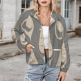 thumbnail image 3 of Jackets for Women Winter Coat Jackets Flannel Stand Collar Jacket(Elegant Beige Grey Teardrop Pattern,Size:S-4XL), 3 of 7