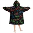 thumbnail image 2 of Game Controller Black Pattern Lamb Fleece Blanket Hoodies for Teens ,Teens Oversize Sherpa Wearable Hooded Blanket Sweatshirt with Super Pockets, 2 of 6