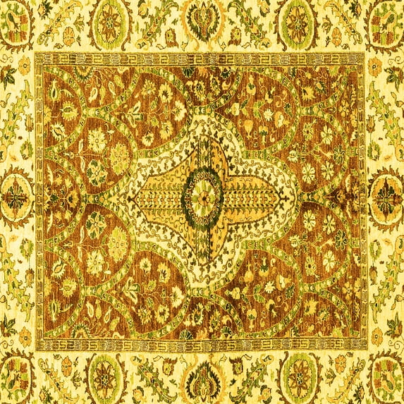 Ahgly Company Indoor Square Abstract Yellow Modern Area Rugs, 6' Square