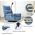 thumbnail image 6 of NOUHAUS Snooze Modern Recliner Electric Power Swivel Rocker with Footrest Wireless Charger Living Room & Bedroom Sky Blue, 6 of 10