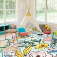 thumbnail image 4 of Balacho Soft Texture Modern Hand-Painted Watercolor Floral Area Rug, 5' x 8', Coastal Blue, 4 of 8