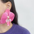 thumbnail image 3 of Boho 3D Flower Dangle Earrings for Women Exaggerated Large Butterfly Orchid Floral Statement Charms Drop Lightweight Elegant Dangling Wedding Birthday Beach Jewelry Gifts, 3 of 9