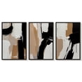thumbnail image 3 of SHENIFY Large 24x36in3pcs Natural Framed Black Abstract Shapes Canvas Wall Art Minimalist Graffiti Pastel Wall Decor Modern Illustration Art Painting Home Decor, 3 of 8