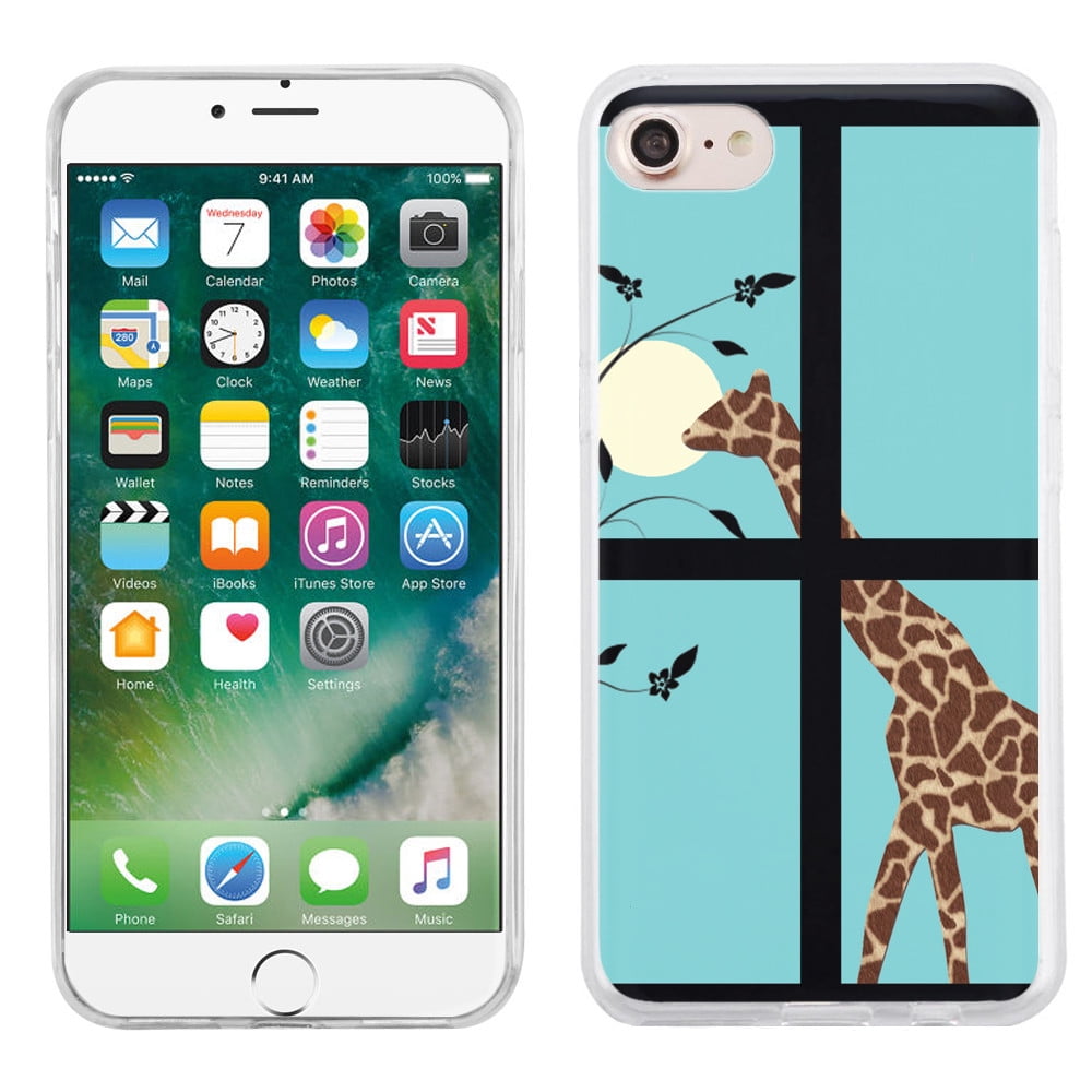 Slim-Fit case for Apple iPhone 8, OneToughShield ® TPU Gel Protector Phone Case - Moon Giraffe
