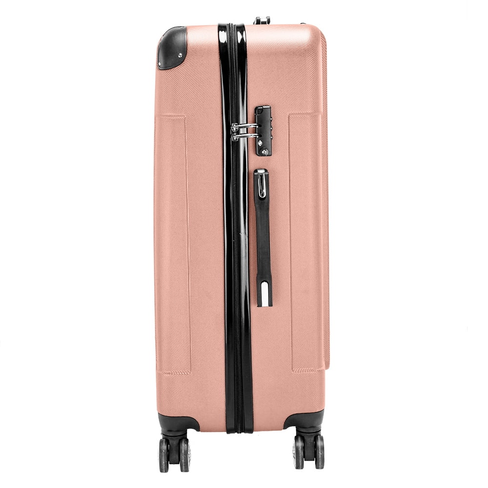 Luggage 3 Piece Set Suitcase, Airline Approved ABS Hardshell Luggage with Spinner Wheels, Carry on Lightweight Suitcase with Telescoping Handle, Large Capacity Traveling Storage Suitcase, Rose Gold